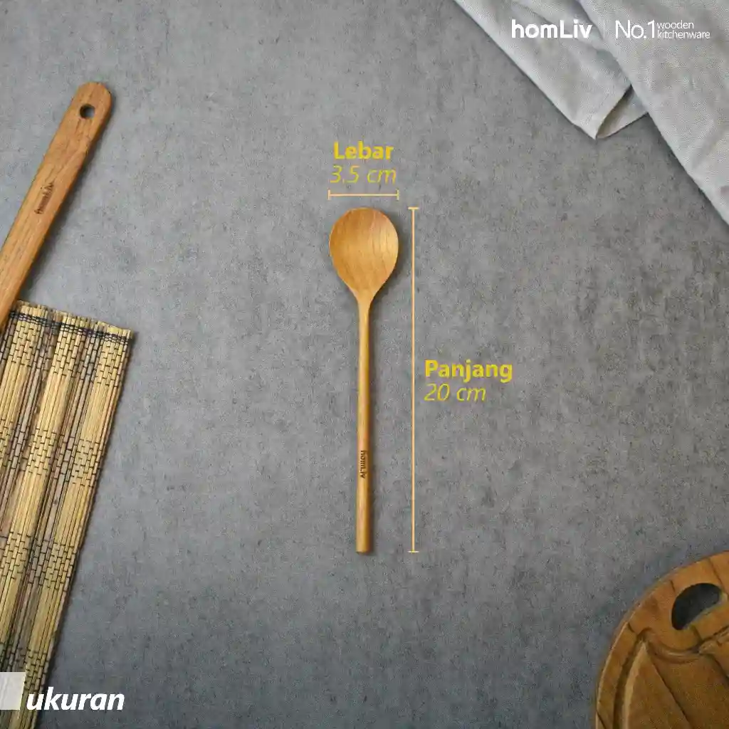 homLiv Sendok Jus Kayu Jati 20 Cm Munela Wooden Juice Spoon Foodgrade 07257 4