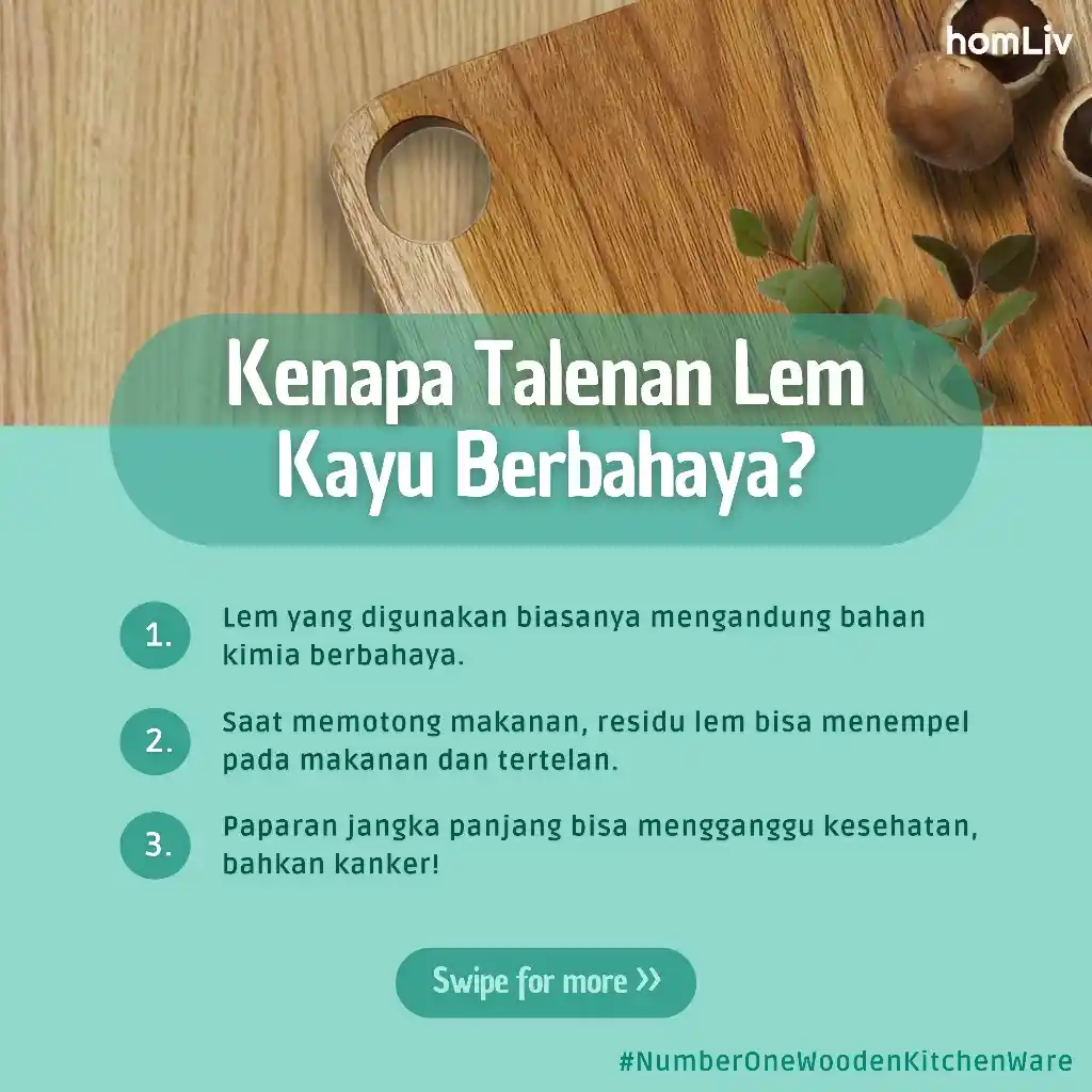 homLiv Talenan Kayu Jati Persegi Panjang Pepita Square Cutting Board 6