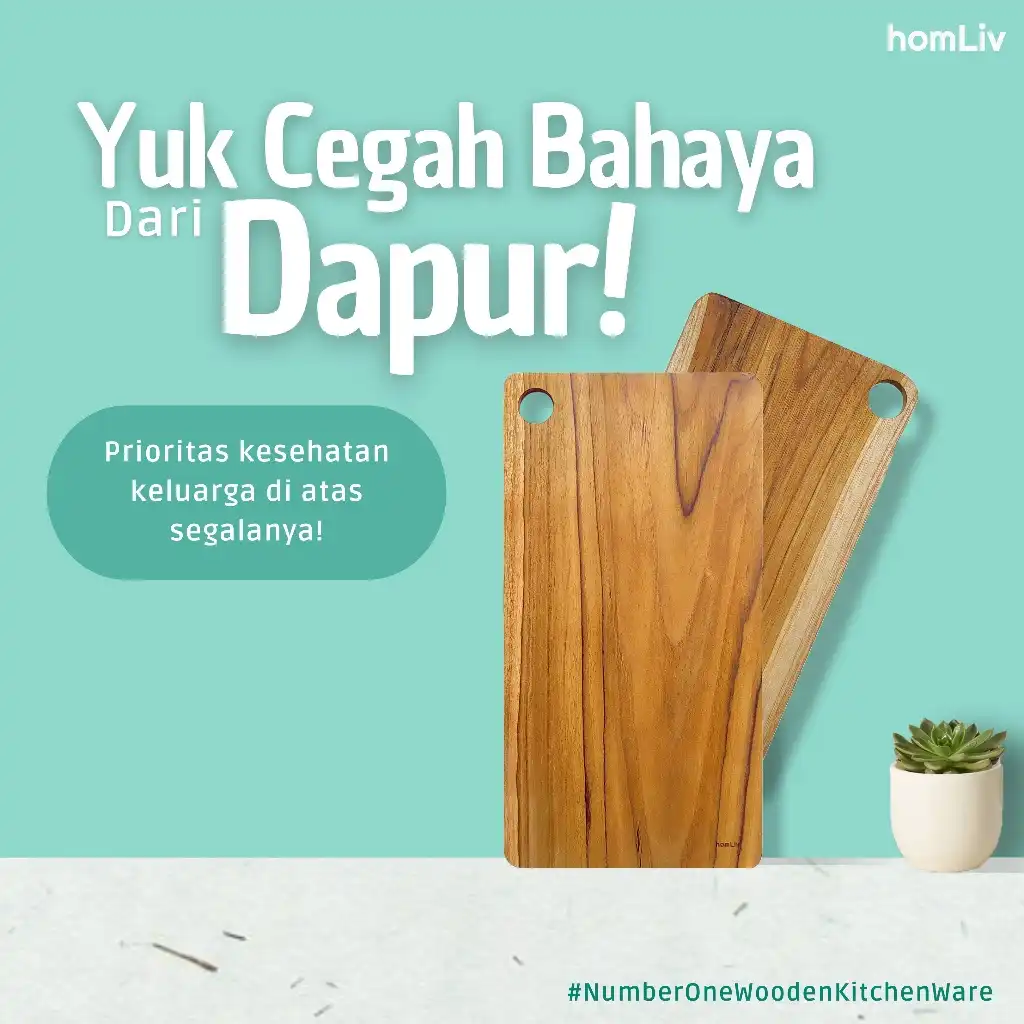 homLiv Talenan Kayu Jati Persegi Panjang Pepita Square Cutting Board 8