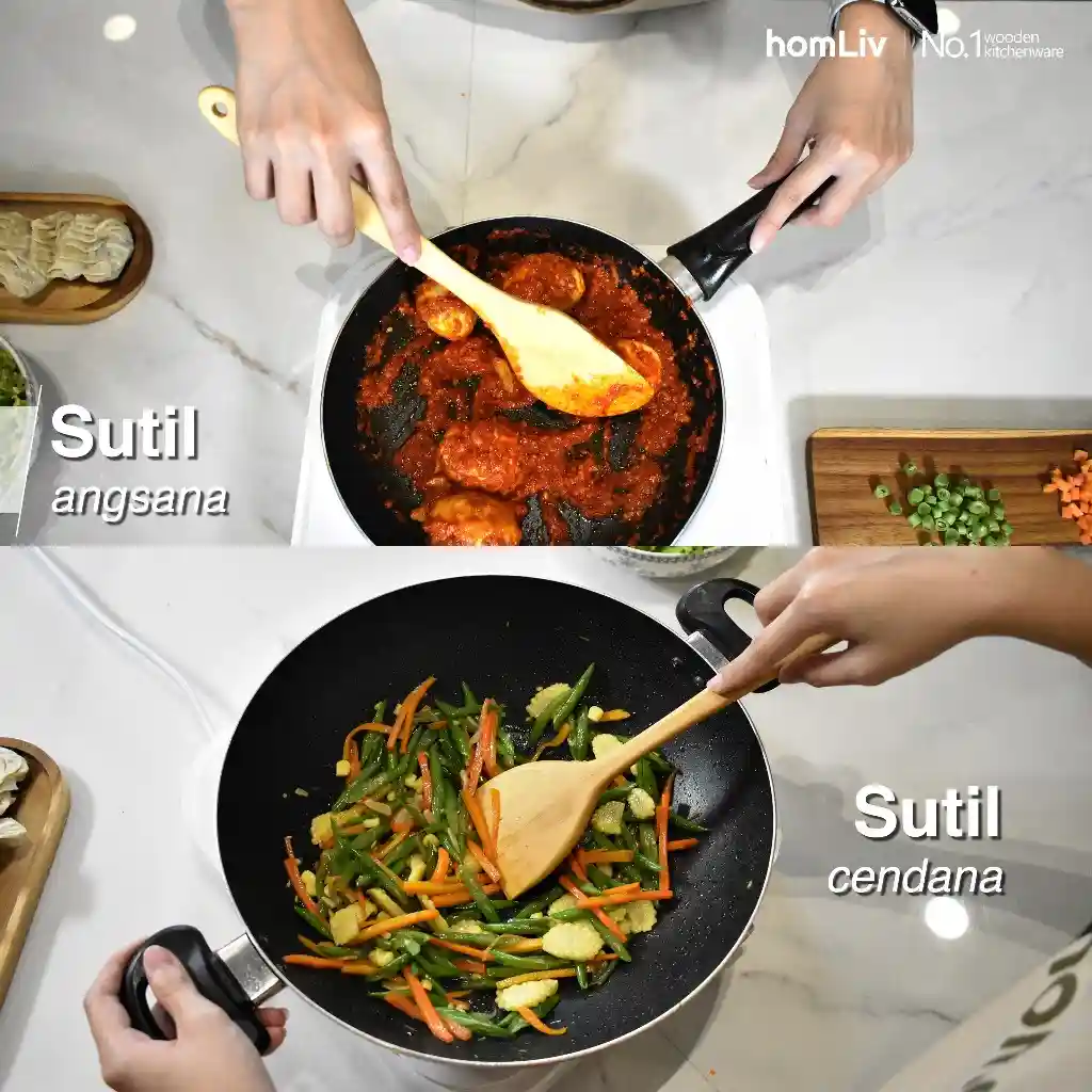 homLiv Sutil Kayu Foodgrade 31 Cm Wood Alat Masak Spatula Foodgrade Angsana Cendana Montana 3