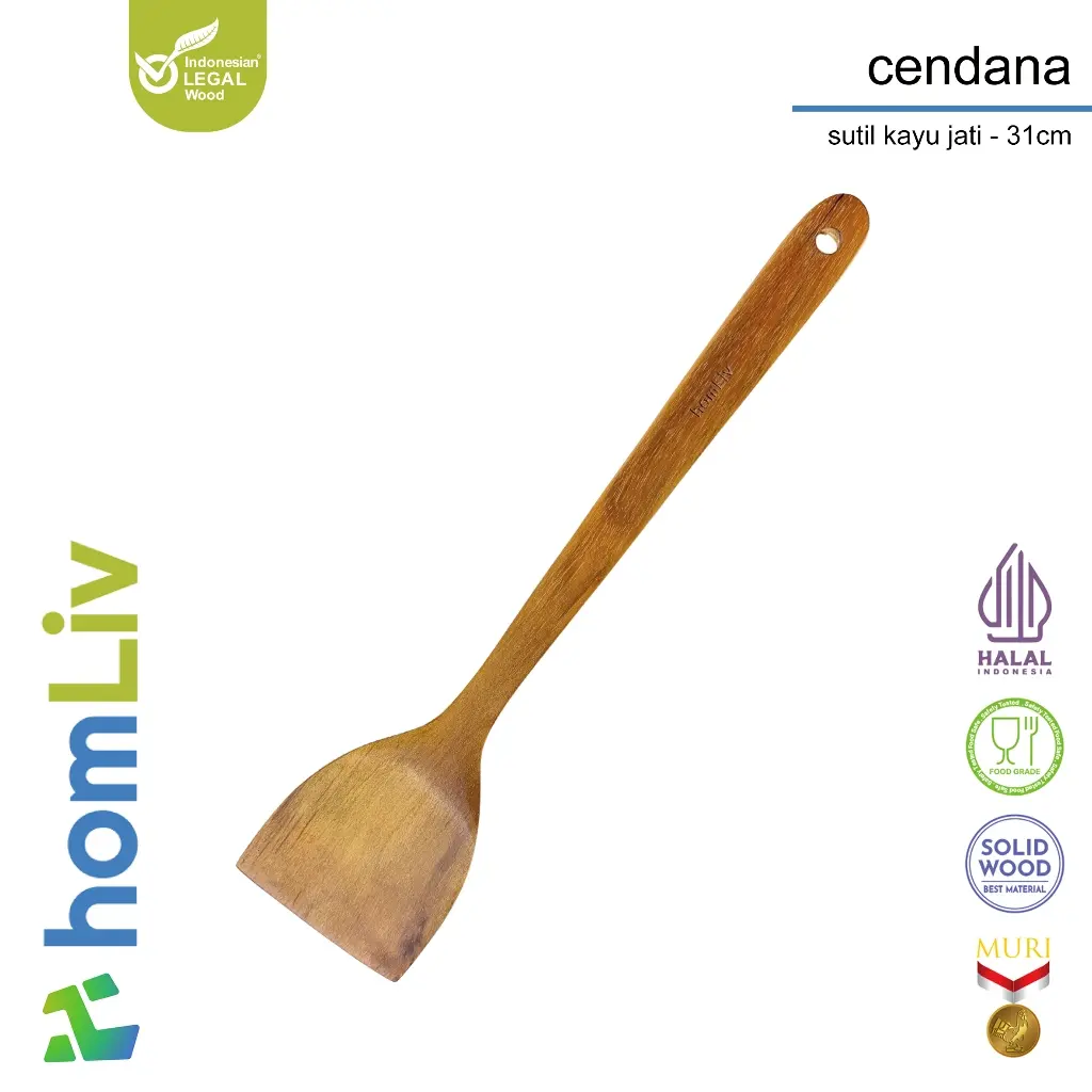 homLiv Sutil Kayu Foodgrade 31 Cm Wood Alat Masak Spatula Foodgrade Angsana Cendana Montana 8