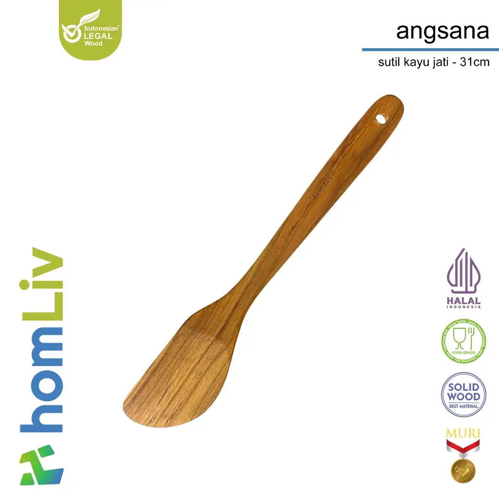 homLiv Sutil Kayu Foodgrade 31 Cm Wood Alat Masak Spatula Foodgrade Angsana Cendana Montana 9
