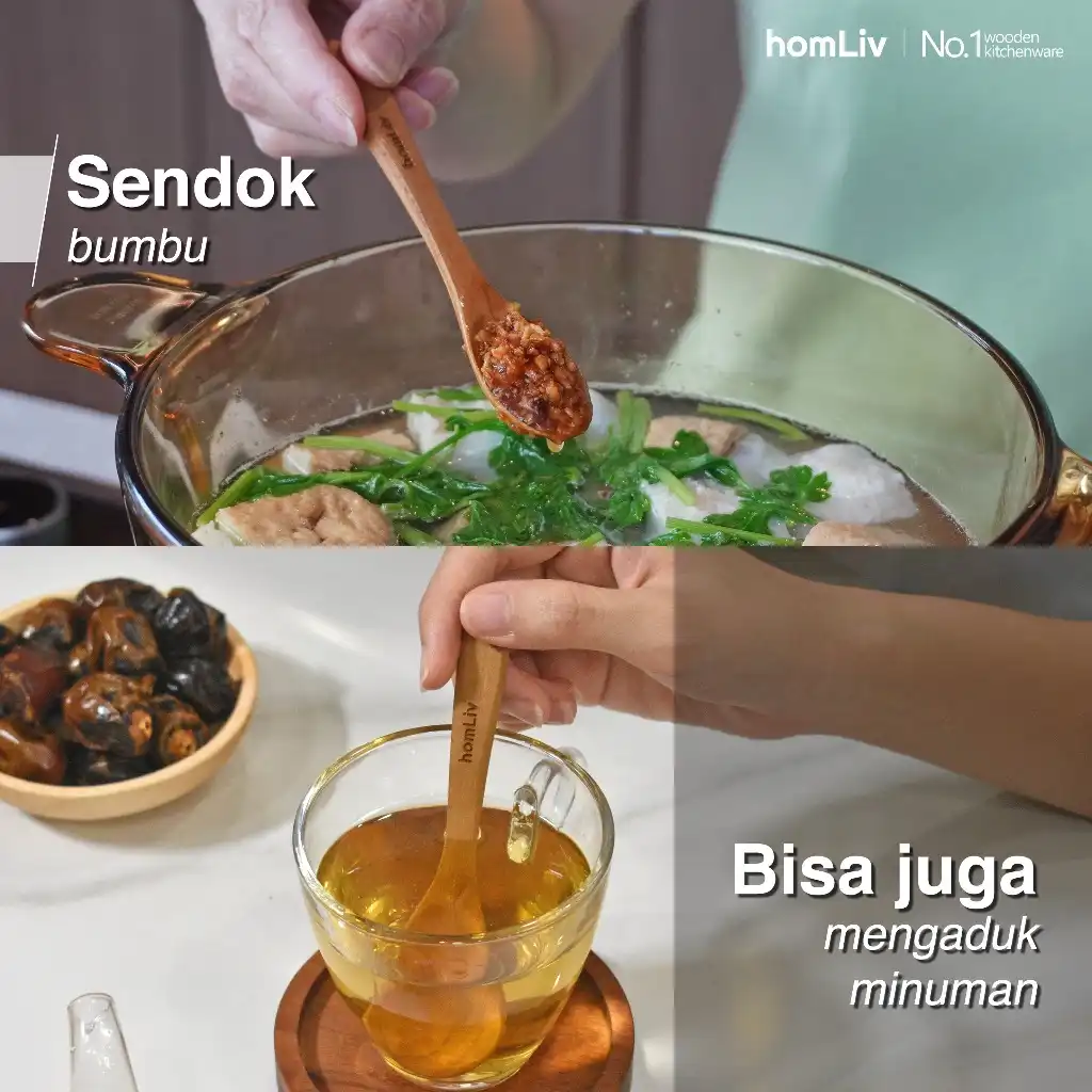 homLiv Sendok Teh Kayu Jati 12.5 Cm Alila Wooden Tea Spoon Foodgrade 07257 3