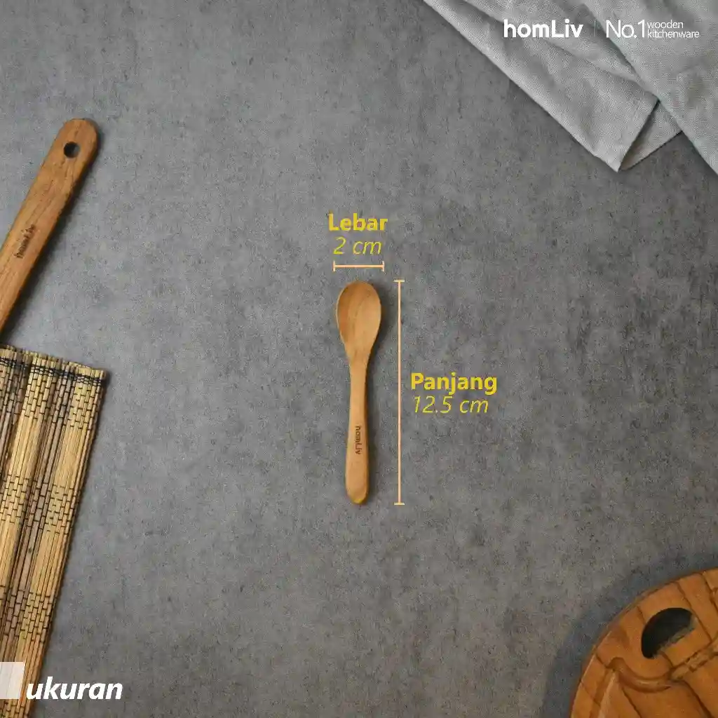 homLiv Sendok Teh Kayu Jati 12.5 Cm Alila Wooden Tea Spoon Foodgrade 07257 4