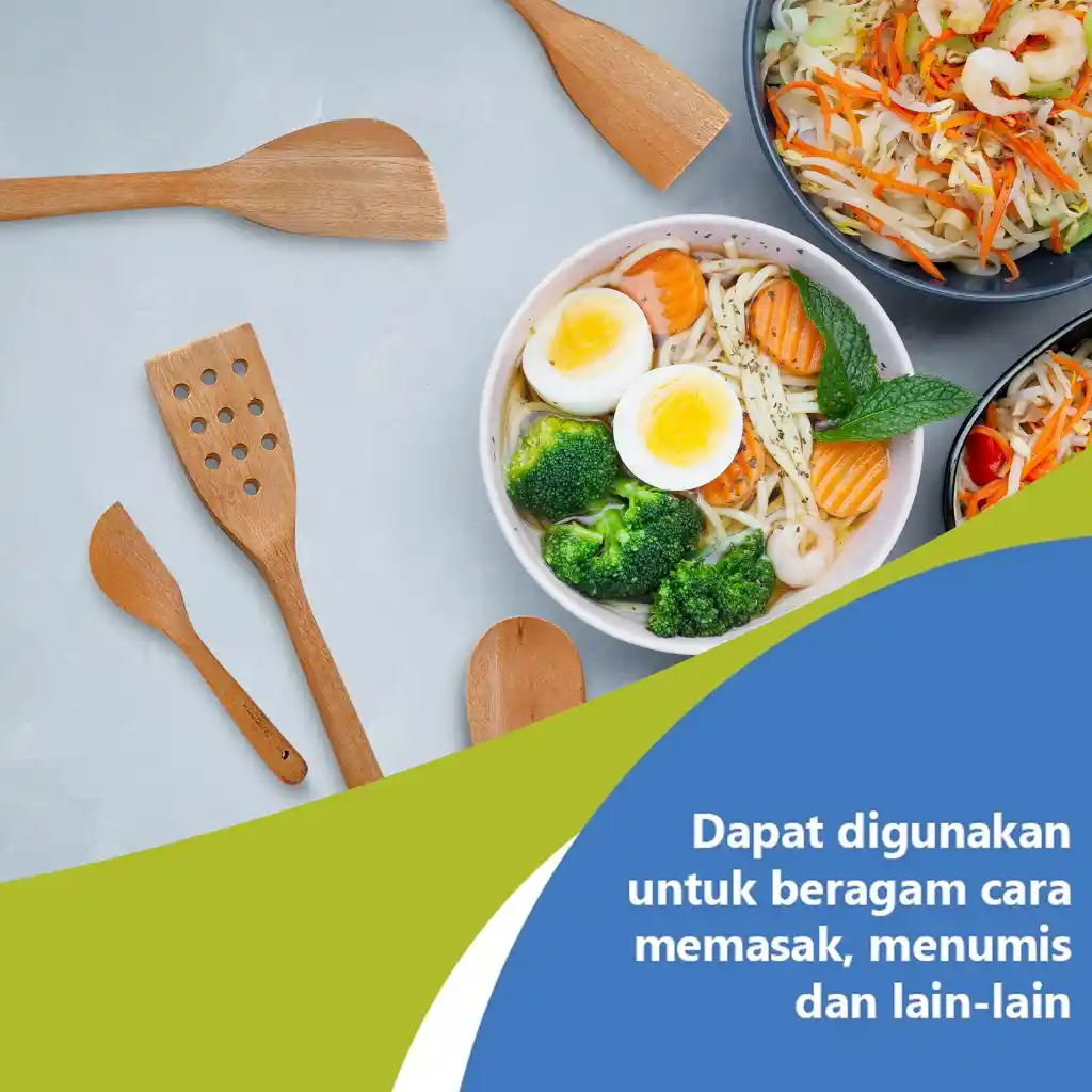 homLiv Sutil Kayu Mahoni 5 in 1 Set Wooden Cooking Utensils Foodgrade Woodeno 2