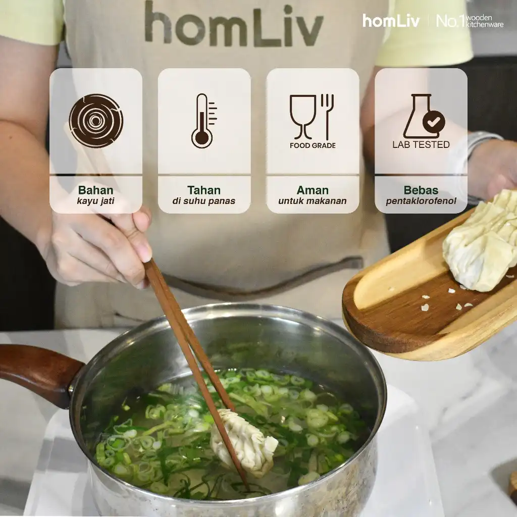 homLiv Sumpit Kayu Jati 2 Pasang Arasu Wooden Chopsticks Sumpit Makan Foodgrade 07257 2