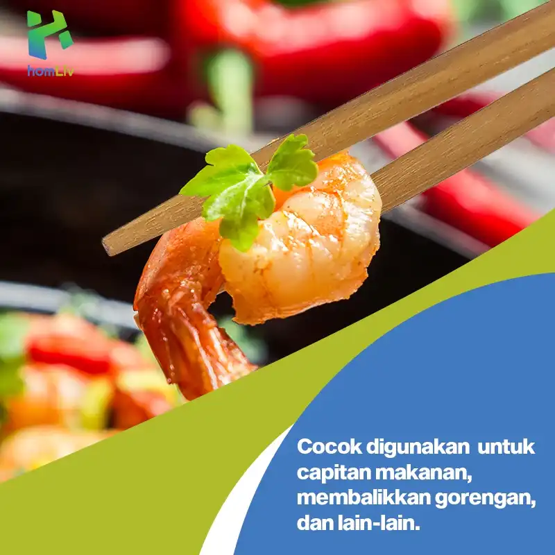 homLiv Sumpit Jumbo Kayu Jati 39 Cm Yosu Wooden Chopsticks Sumpit Makan Foodgrade HK08 2