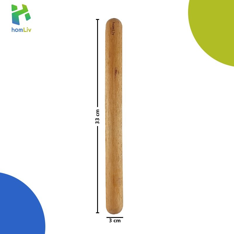homLiv Penggiling Adonan Kayu Mahoni 33 Cm Hikaru Wooden Rolling Pin Foodgrade 07257 4