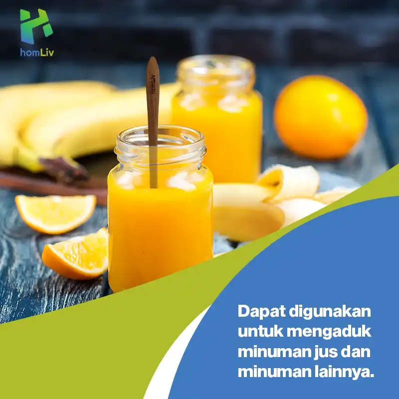 homLiv Sendok Jus Kayu Jati 21 Cm Rosela Wooden Juice Spoon Foodgrade 07257 2