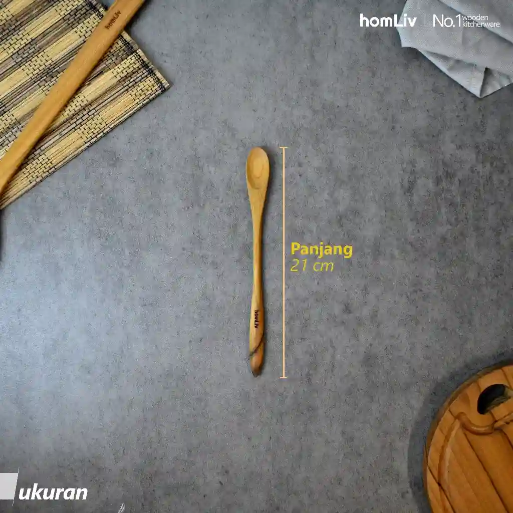 homLiv Sendok Jus Kayu Jati 21 Cm Rosela Wooden Juice Spoon Foodgrade 07257 4