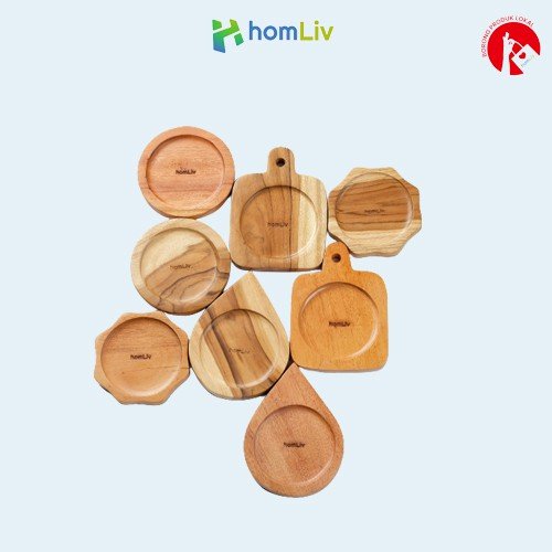homLiv Tatakan Gelas Kayu Jati dan Mahoni Wooden Coasters Bentuk Aleta Clarita Hexa 6