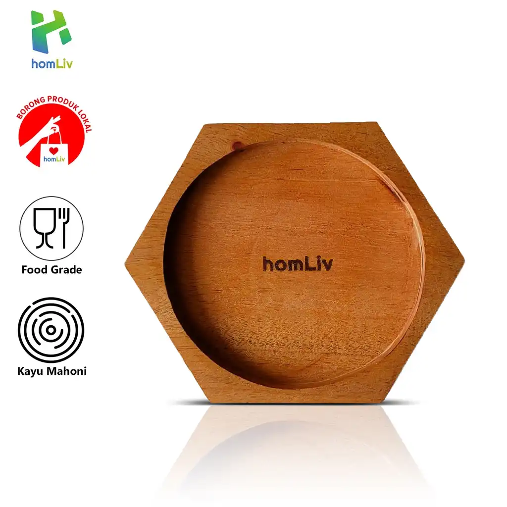 homLiv Tatakan Gelas Kayu Jati dan Mahoni Wooden Coasters Bentuk Aleta Clarita Hexa 8