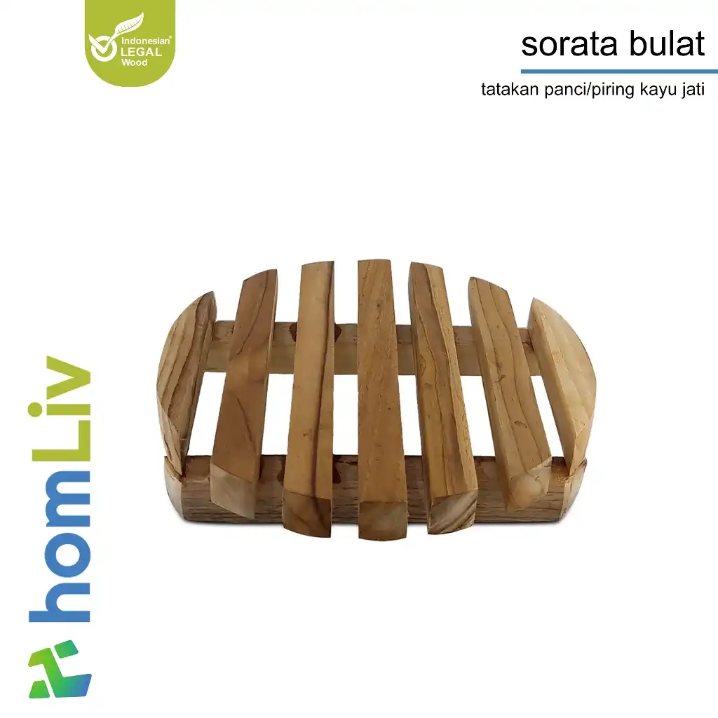 homLiv Tatakan Piring Kayu Jati 15.5 Cm Sorata Bulat Wooden Placemats Alas Panci Serbaguna HK06