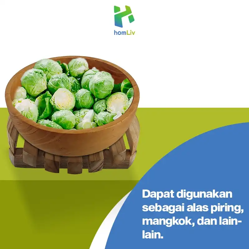 homLiv Tatakan Piring Kayu Jati 15.5 Cm Sorata Bulat Wooden Placemats Alas Panci Serbaguna HK06 2