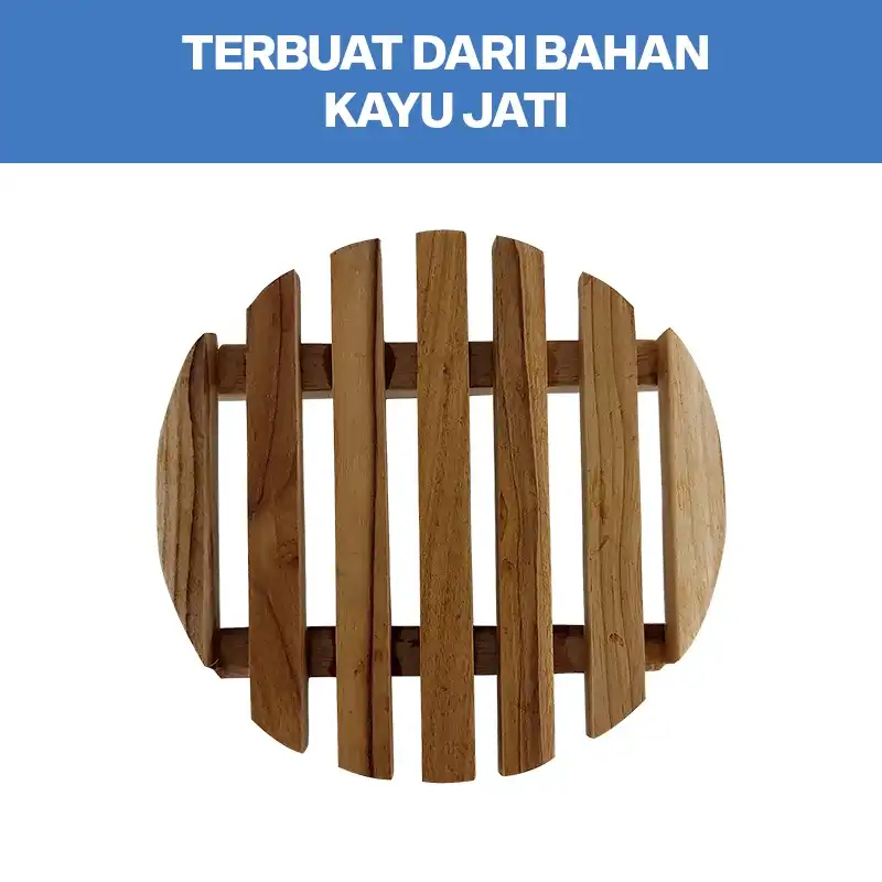 homLiv Tatakan Piring Kayu Jati 15.5 Cm Sorata Bulat Wooden Placemats Alas Panci Serbaguna HK06 3