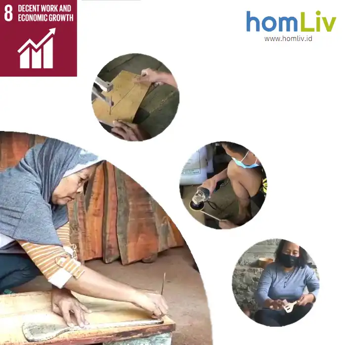 homLiv Irus Centong Soup Kayu Jati Janeva Wooden Soup Ladle Foodgrade