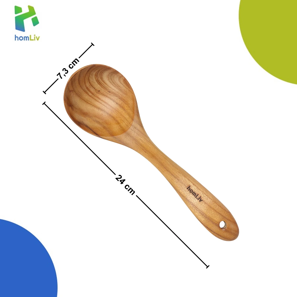 homLiv Irus Centong Soup Kayu Jati Janeva Wooden Soup Ladle Foodgrade 4
