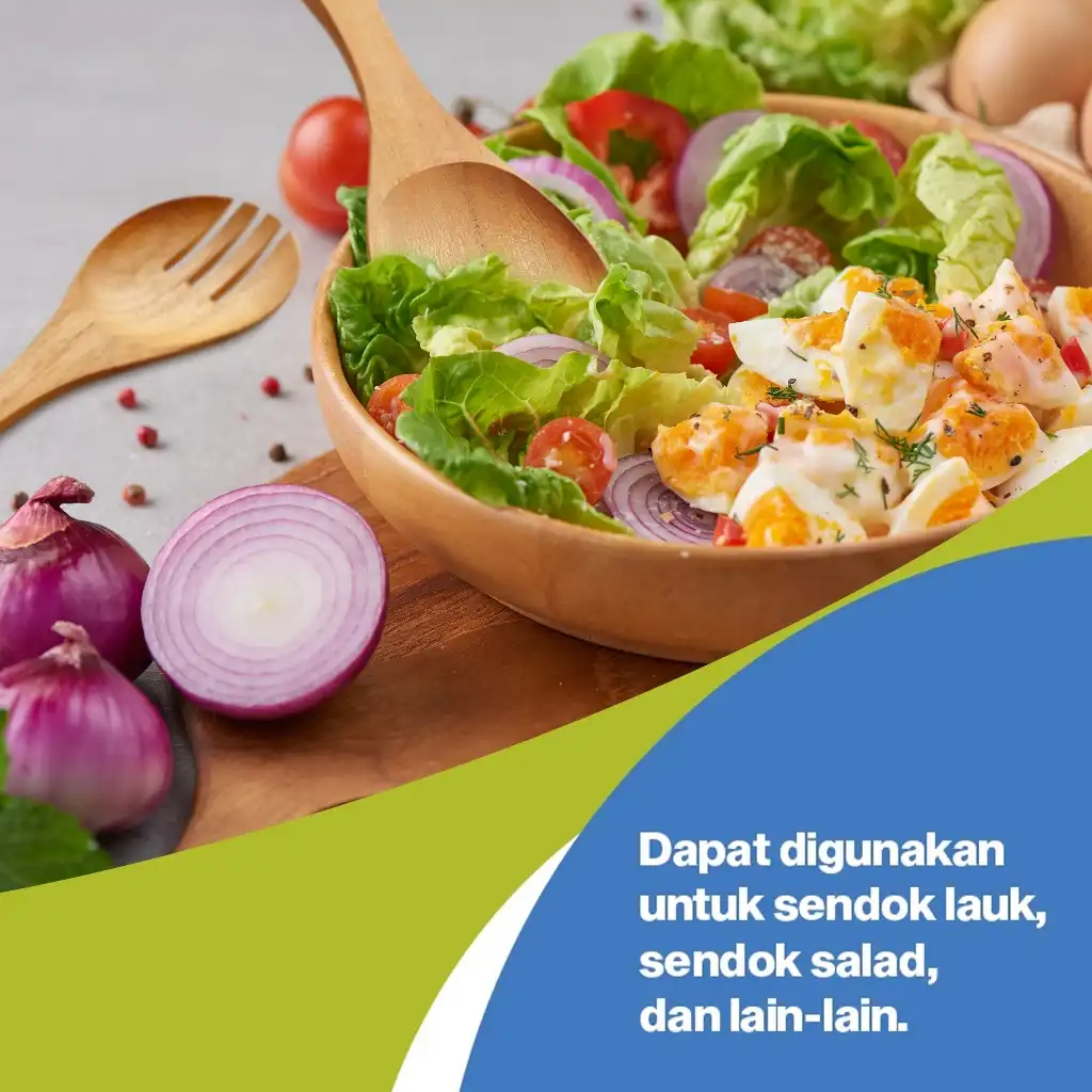 homLiv Sendok Garpu Jumbo Kayu Jati 28 Cm New Angela Wooden Jumbo Cutlery Multifungsi Food Grade 2