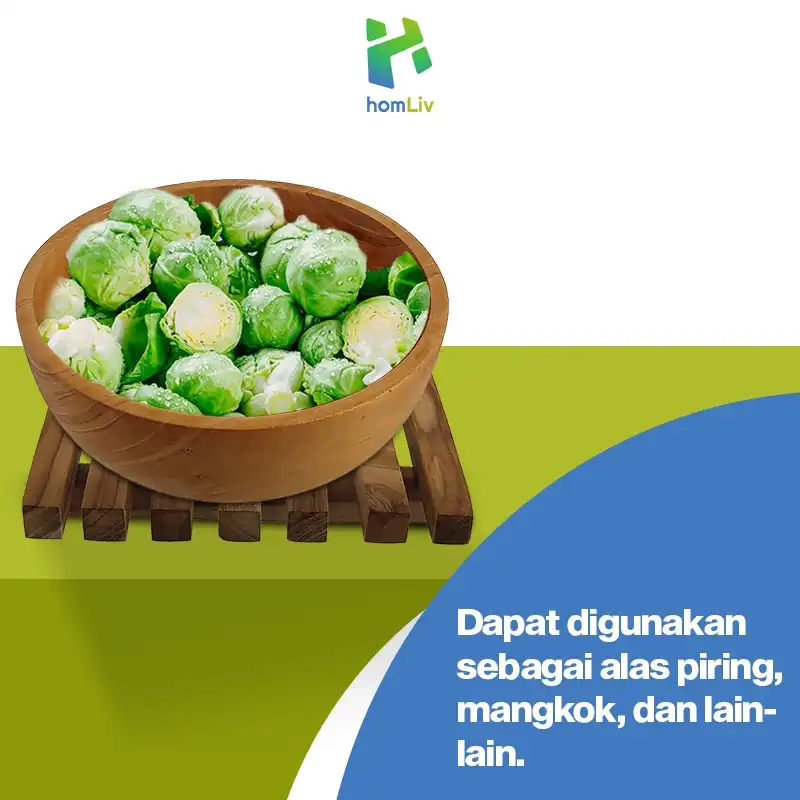  homLiv Tatakan Piring Kayu Jati 15.5 Cm Sorata Persegi Wooden Placemats Alas Panci Serbaguna HK07 2