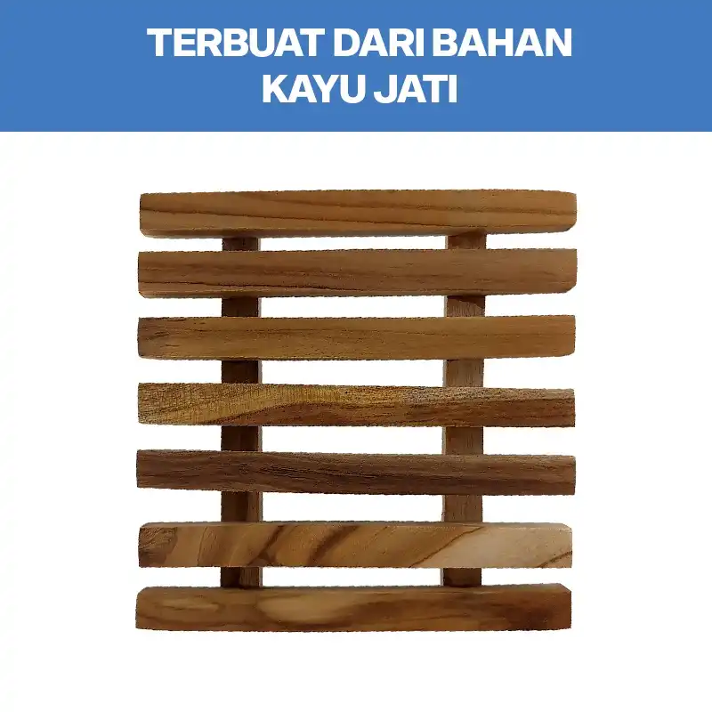  homLiv Tatakan Piring Kayu Jati 15.5 Cm Sorata Persegi Wooden Placemats Alas Panci Serbaguna HK07 3