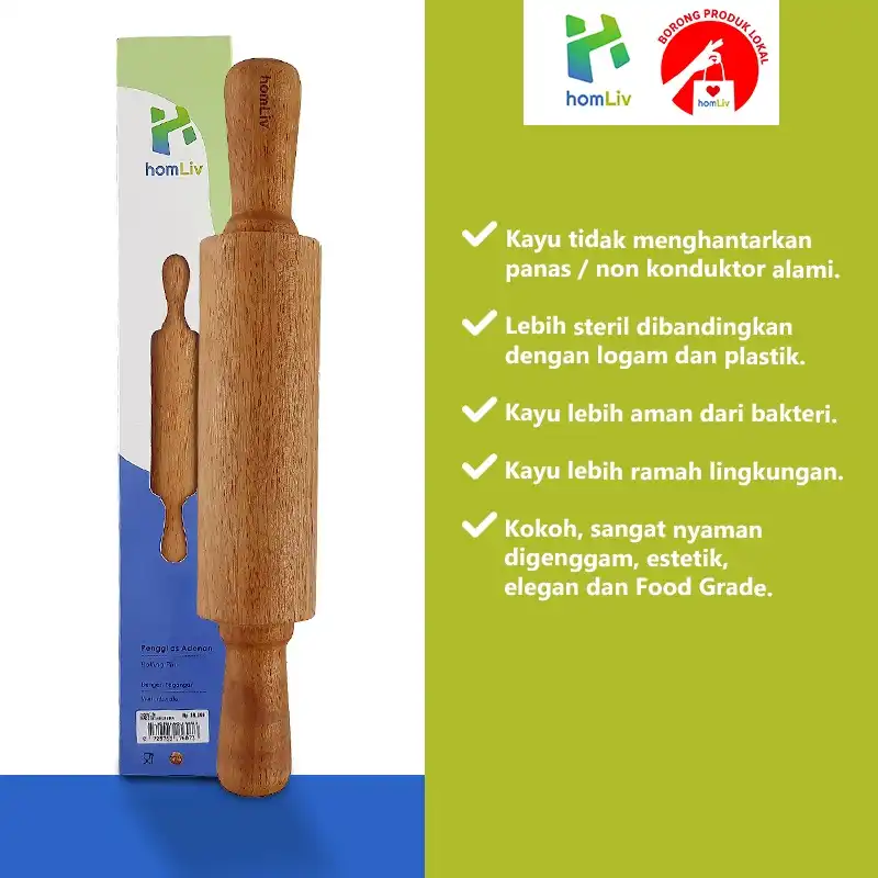 homLiv Pisau Selai Kayu jati 19 Cm Oreno Wooden Butter spoon Foodgrade 07257 5