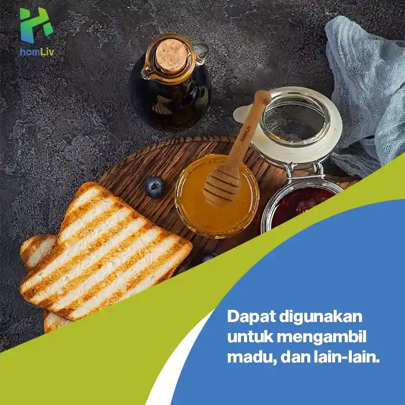 homLiv Sendok Madu Kayu Jati Bulat 15.5 Cm Emory Wooden Honey Dipper Food Grade 3