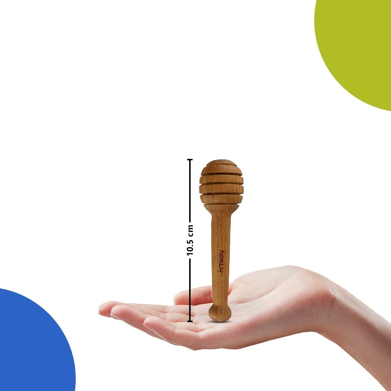 homLiv Sendok Madu Kayu Jati Bulat 15.5 Cm Emory Wooden Honey Dipper Food Grade 4