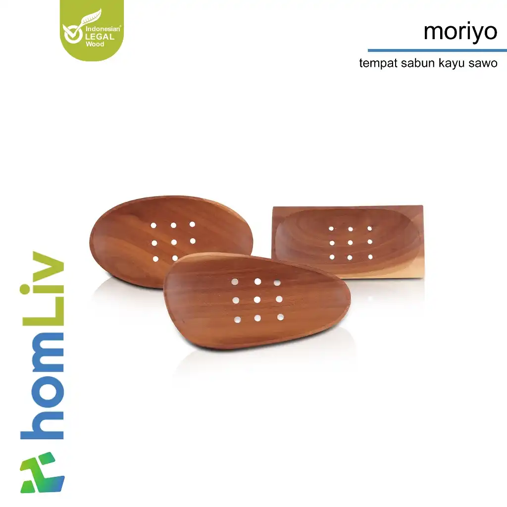 homLiv Tempat Sabun Kayu Jati Segi Panjang / Bulat / Oval Moriyo Wooden Soap Holder Foodgrade HD31