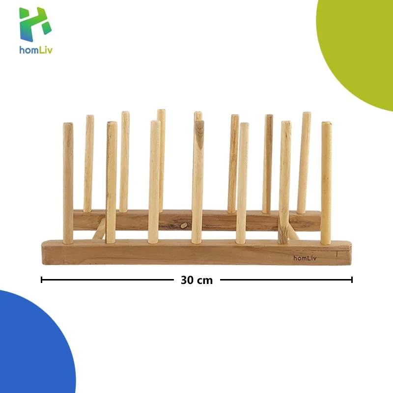 homLiv Rak Piring Kayu jati 30 Cm Efrata Wooden Dish Rack Foodgrade 07257 4