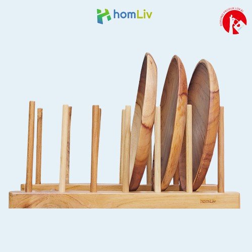 homLiv Rak Piring Kayu jati 30 Cm Efrata Wooden Dish Rack Foodgrade 07257 7