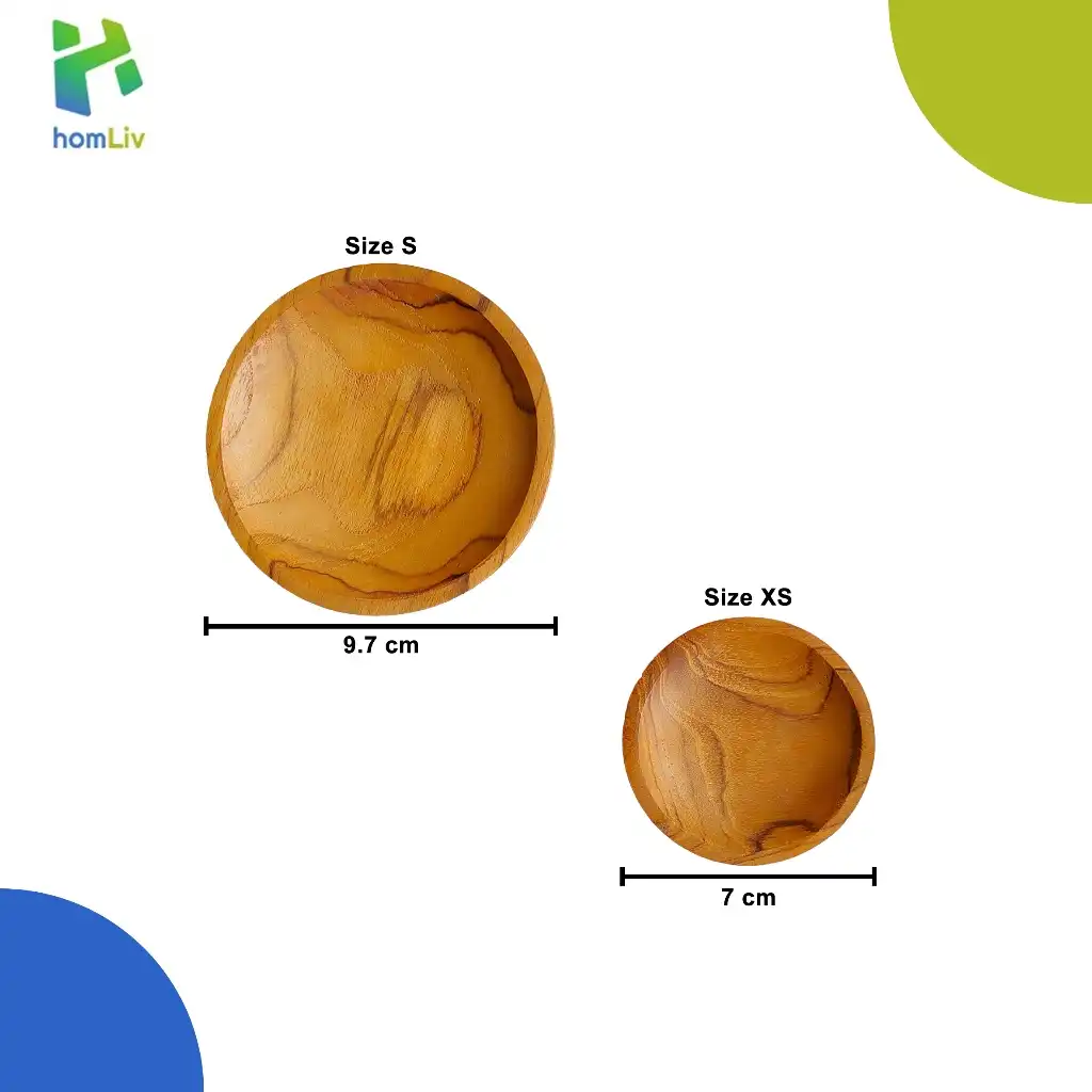 homLiv Piring Sambel Kayu Jati Mini Ataya - Wooden Chili Plate Food Grade 4