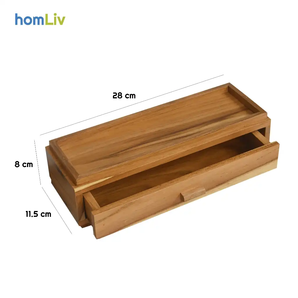 homLiv Kotak Peralatan Makan Kayu Jati - Box Resto - Restaurant Cutlery Storage HD07 2