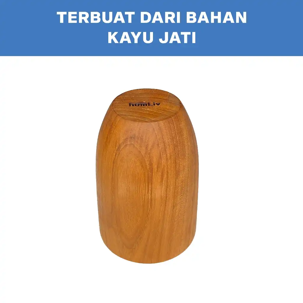 homLiv Gelas Minum Kayu Jati Albani - Teak Wood Cup Food Grade - Tempat Minum 3
