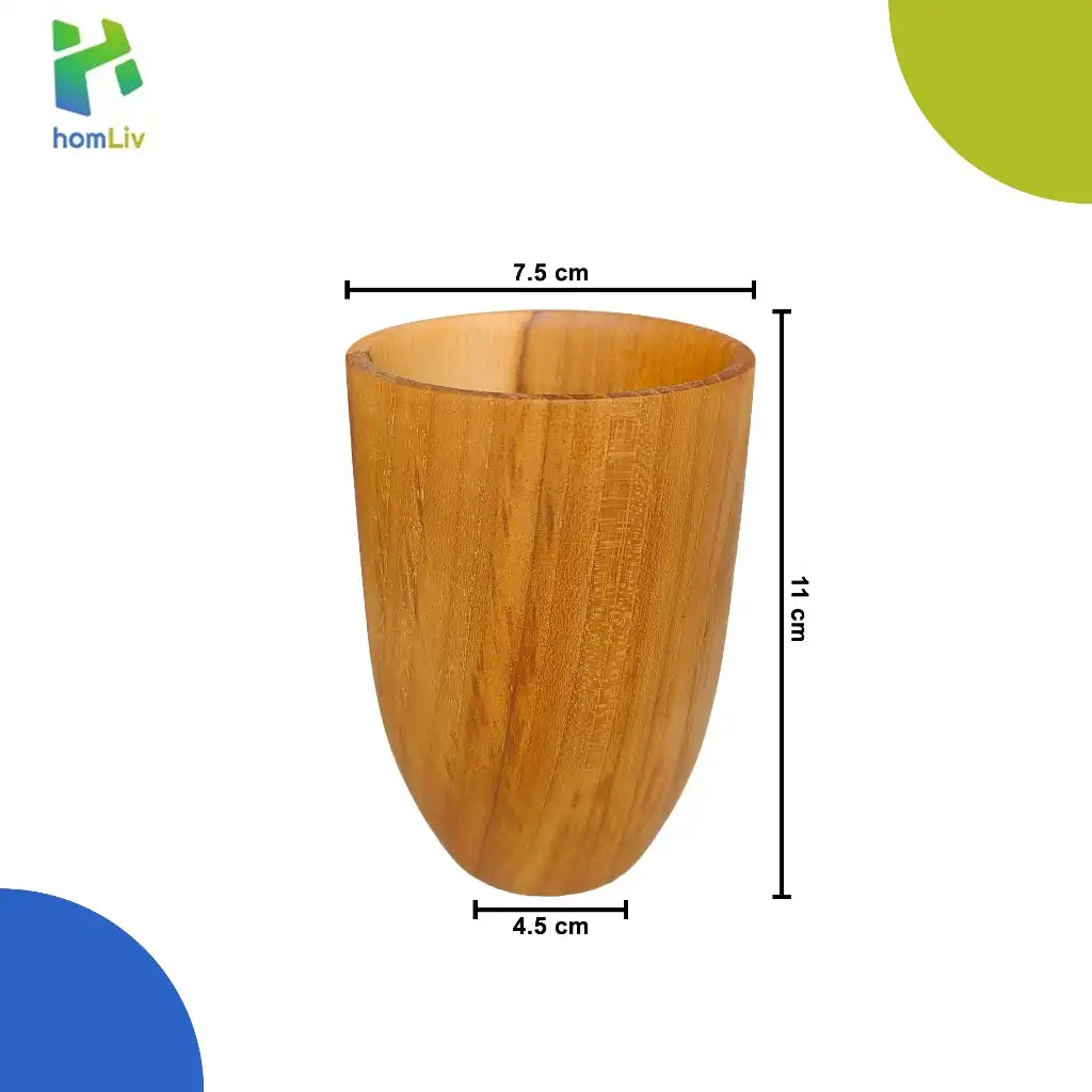 homLiv Gelas Minum Kayu Jati Albani - Teak Wood Cup Food Grade - Tempat Minum 4