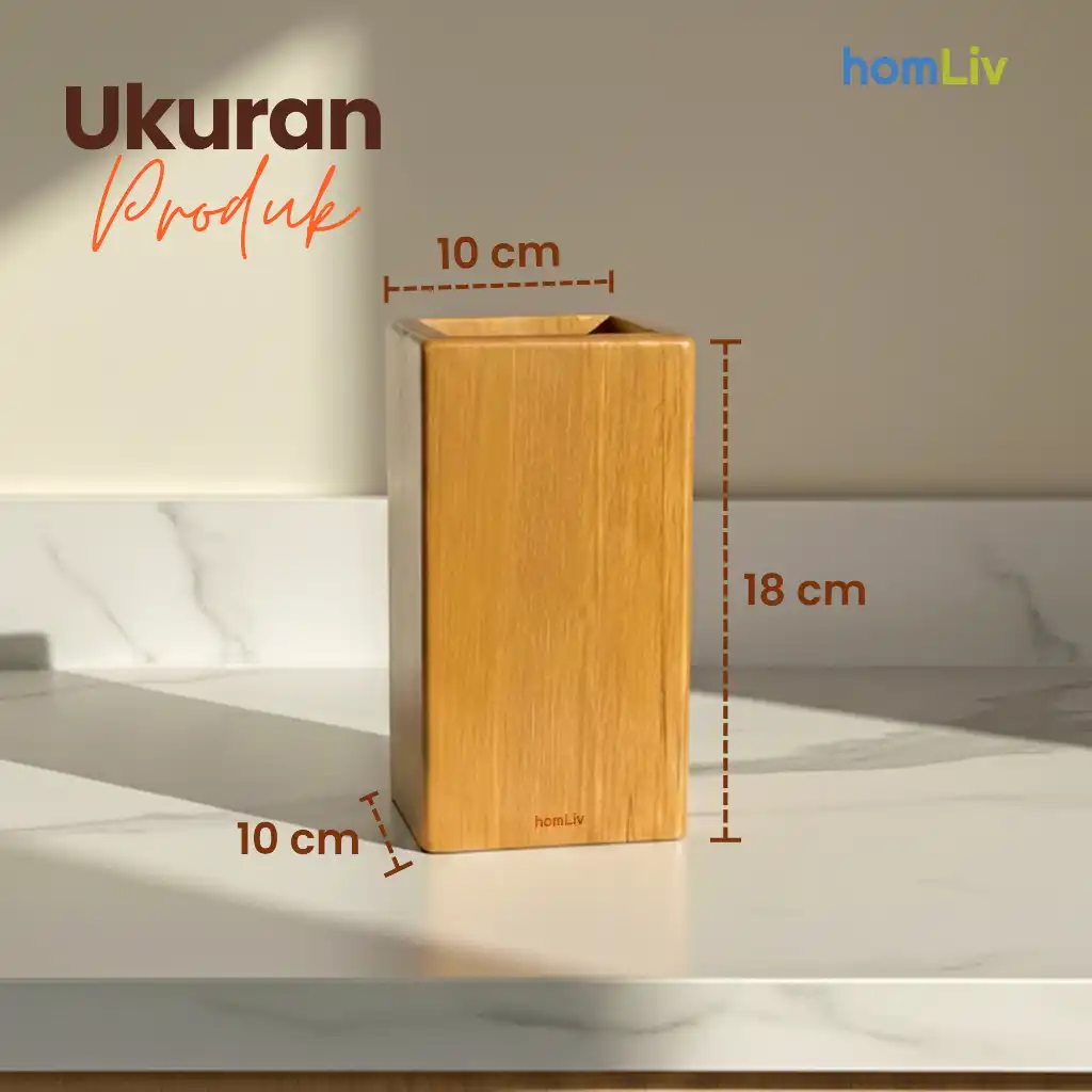 homLiv Wadah Sutil Kayu Jati Tempat Sutil Persegi Panjang Box Wooden Spatula Holder 6