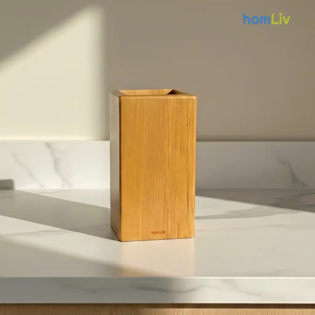 homLiv Wadah Sutil Kayu Jati Tempat Sutil Persegi Panjang Box Wooden Spatula Holder 10
