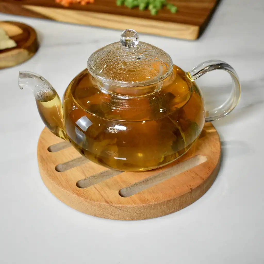 homLiv Tatakan Piring Kayu Mahoni 15 Cm Dorota Persegi Wooden Placemats Alas Piring Panci Serbaguna 3