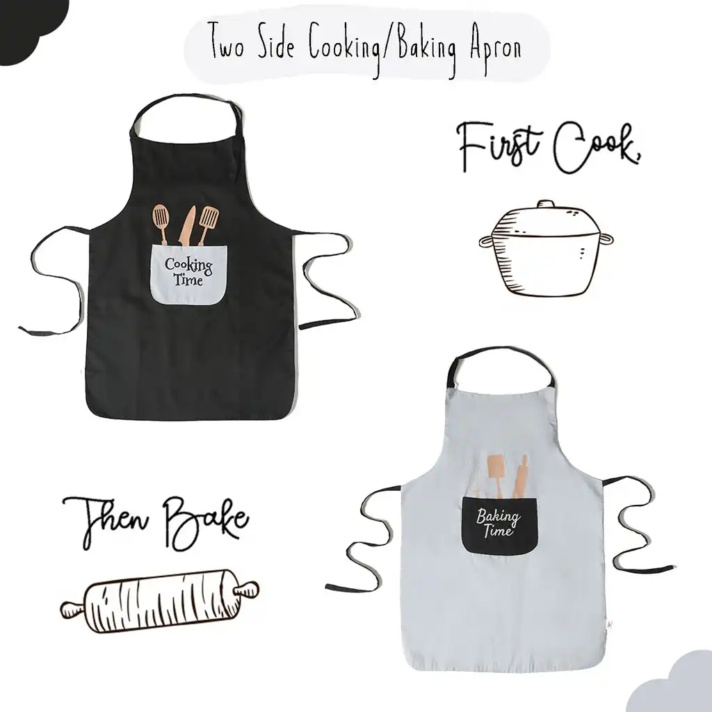 homLiv - Celemek Masak Dua Sisi Bahan Premium - Two Side Cooking Apron 3