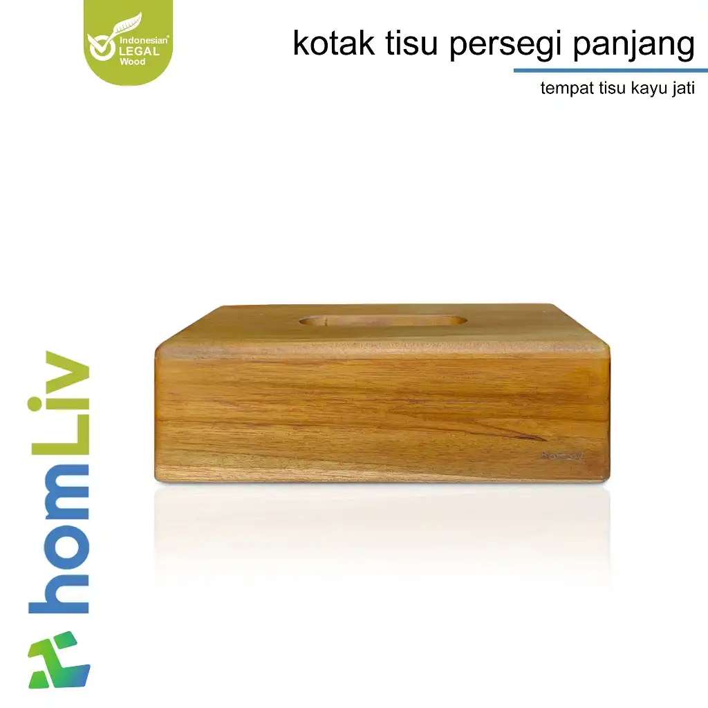 homLiv Kotak Tisu Kayu Jati Persegi Panjang Wooden Tissue Box Wadah Tempat Tisu HD42