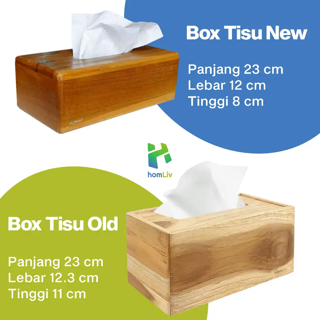 homLiv Kotak Tisu Kayu Jati Persegi Panjang Wooden Tissue Box Wadah Tempat Tisu HD42 2