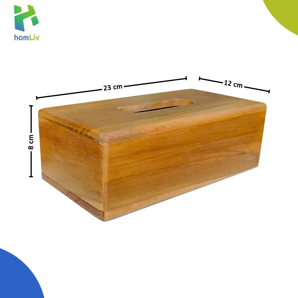 homLiv Kotak Tisu Kayu Jati Persegi Panjang Wooden Tissue Box Wadah Tempat Tisu HD42 4